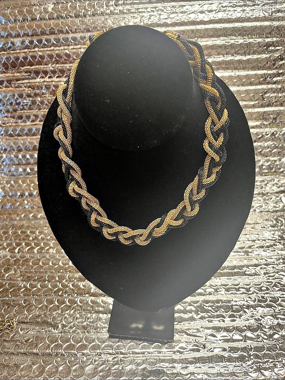 Gold & Black Braided Chain Necklace